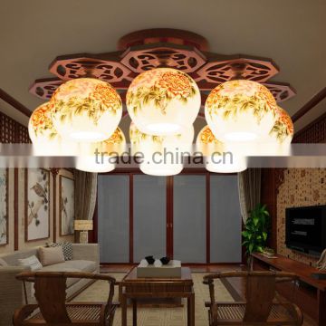 Jingdezhen decal pastel led celling led lights chanderlier light