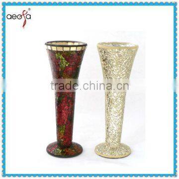 High quality tall mirrored glass mosaic vase