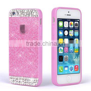 Lovely fashion Silicon rubber glitter diamond Phone Case for iPhone 5,wholesale hot selling mobile phone cover