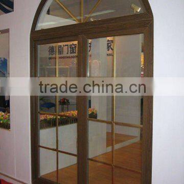 Moser German style interior double wooden door-arch top door-doors with built in blinds