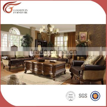 Italian hand carved artistic leather sofa set A28