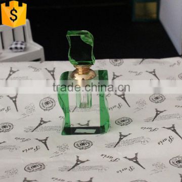 crystal glass empty green bottle for perfume