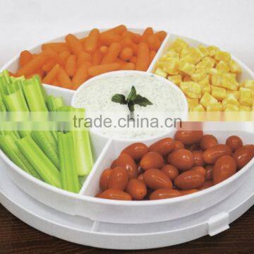 4-in-1 Portable Plastic Party Platter With Lid - Cupcake Carrier / Egg Holder / Veggie Tray / Chip and Dip Server Plate photo-4