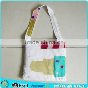 Cotton velour printed cloth handcarry towel bag/cotton printed tote bag