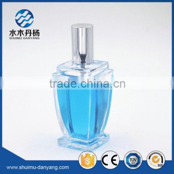 Unique 100ml clear glass perfume bottle with silver cap