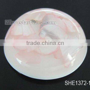 Pink dichroic round shell cabochon beads