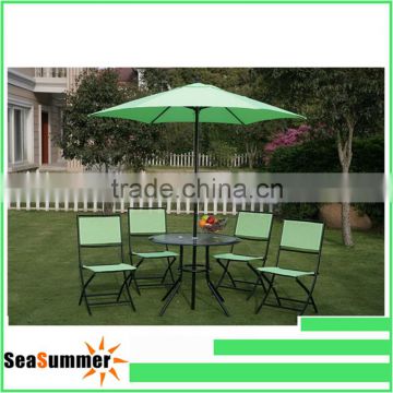 Homcom Garden Patio Outdoor Furniture Bistro Set Folding Stacking Chairs+Table +Parasol