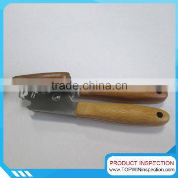 Quality control service Can opener with bamboo handle