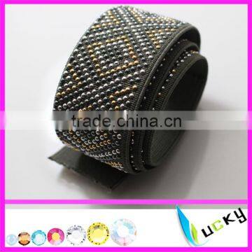 hot sell elastic belts with hotfix rhinestone motif for women dress garment