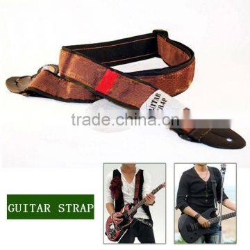 NEW Adjustable Acoustic Guitar Straps Ukulele Belt , Black Leather Ends For Guitars