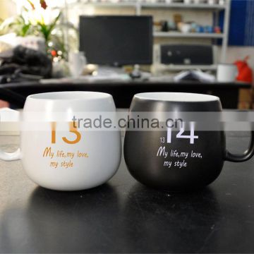 New Bone China white black ceramic mug