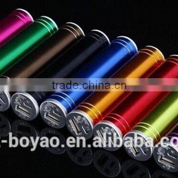 2016 2600mah Colorful Cylinder Smart Power bank with flashlight