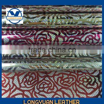 mirror leather with flower printing shoe leather flowers