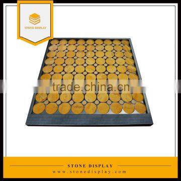 Custom logo table top black acrylic material stone sample display case/frame