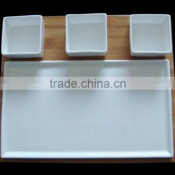 HM0012-8616,6853 Durable porcelain bowl and plate set with wood tray