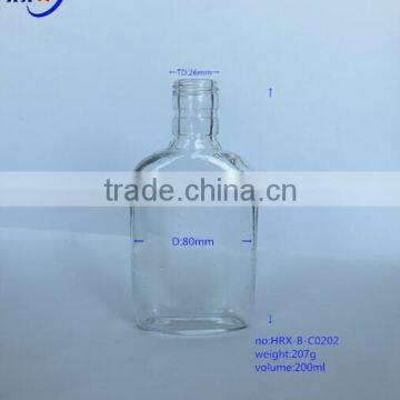 Liquor bottle glass alcoholic bottle 200ml clear drinking bottle wine bottle