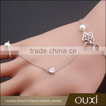 OUXI korean style 18k gold plated zircon rose pearl wholesale fashion bracelet 30359