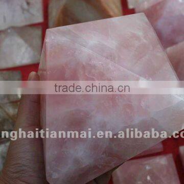 Crafted Large Size Pink Natural Crystal Pyramid