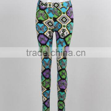 F5S31095 Ladies Geometric Leggings In Charcoal