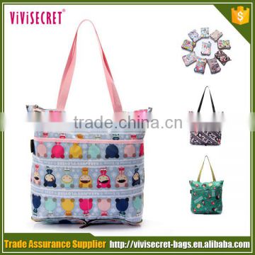 OEM foldable and portable fashion nylon shopping tote bag