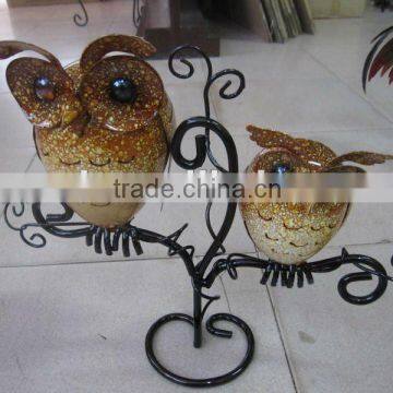 decorative handpainted metal owl statues for garden decoration