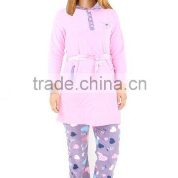 Kevince women polar fleece pyjamas set purple heart 1000pcs up OEM factory directly