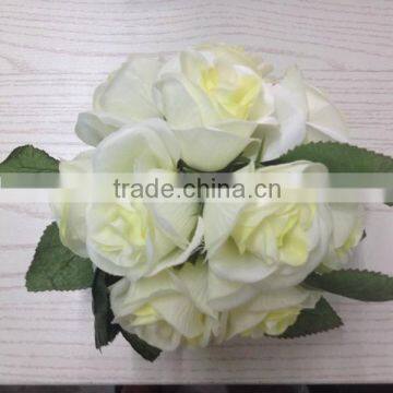 fabric Silk white rose Ball with 18 flower heads, decorative flower ball for wedding