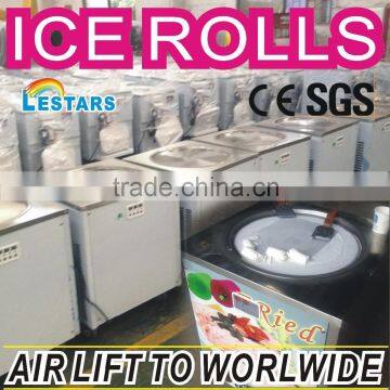 Oreo and brownie ice cream rolls machine with real frozen yogurt fruits