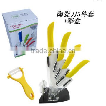 Wholesale modern 5pcs knife set kitchen white blade ceramic knives with ceramic handle