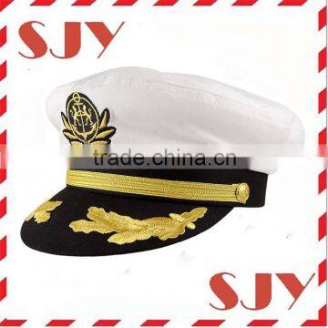 Custom gold embroidery fashion captain hat wholesale yacht cap