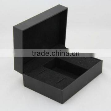 Custom made black leather gift packaging box with embossing Logo , Accept OEM / ODM order