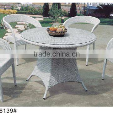 5 pc white hotel/ motel outdoor furniture dining table & chairs