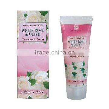 Hand Cream "WHITE ROSE & OLIVE", paraben free, 75 ml., Made In EU, Private Label Available