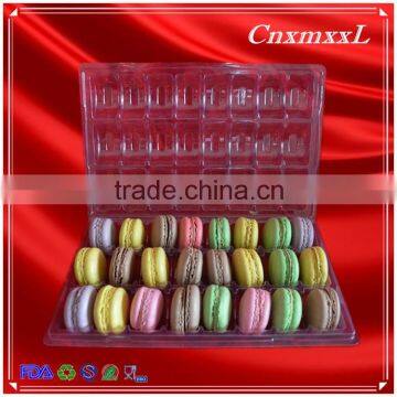 Hot selling 24 cells macaron gift tray cheap clamshell packaging plastic cosmetic box