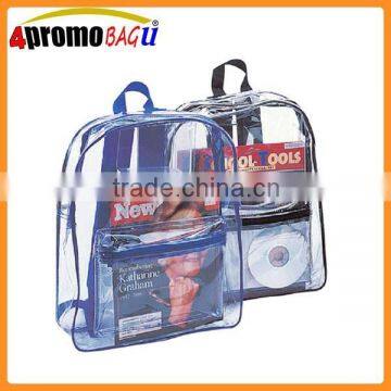 Front zippered pocket transparent teenager backpack