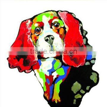 100% Hand Painted Abstract Knife Lovely Dog Painting For Living Room 59864