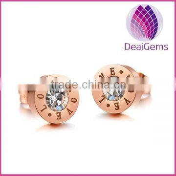 Fashion stainless steel crystal stud earring