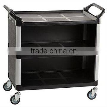 China 40"w Enclosed Bus Cart, 3 Shelves - Black