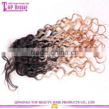 Wholesale factory price two tone lace closure piece natural curly ombre hair extension lace closure front piece