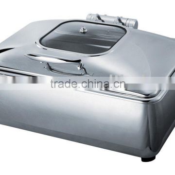 GW-S11-GL 9L Stainless Steel Exquisite Electric Chafing Dish With Glass Lid (Hydraulic System)