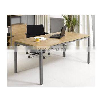 Top Quality simple steel leg and wood top computer desk of modern design