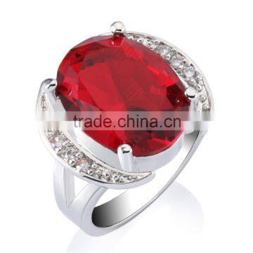 Women's gender bling bling oval cut red cubic zircon ring 18k gold plated jewelry bridal ring