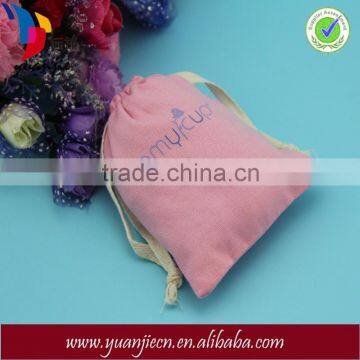 Alibaba China high quality recyclable small drawstring cotton promotion bag for Menstrual cup