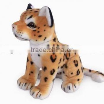 factory wholesale realistic plush toys sitting brown leopard stuffed plush jungle animal toy super soft plush brown leopard