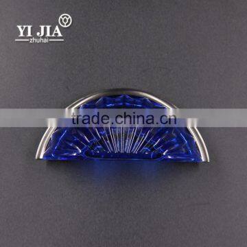 Light Blue Half Round Brushed Satin Nickel Glass Knob photo-3