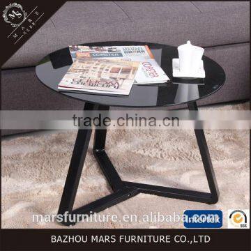 Modern black metal coffee table round
