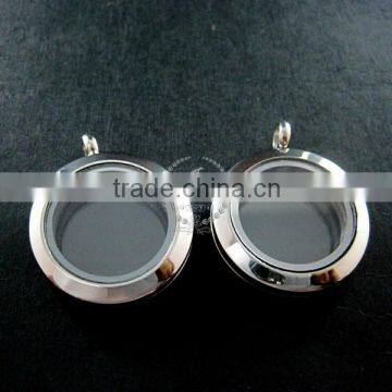 25mm high quality round glass magnetic closure stainless steel silver memory photo locket for charms floating 1820098