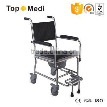 Rehabilitation Therapy Supplies Topmedi hot selling steel frame the wheelchair with commode