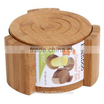 Promotion Logo Drink Coaster Absorbent Cup Pad Round Beer Bamboo Coaster set