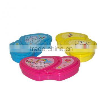 Double-heart Plastic Lunch Box with fork and spoon